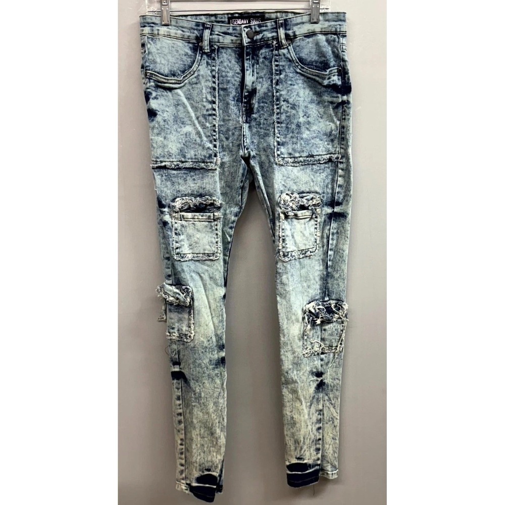 Legendary Status Skinny Jeans Womens 20 Blue Acid Wash Denim Cotton Cargo Pocket